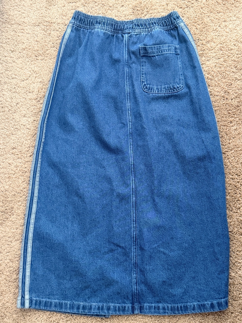 adidas Blue Denim Flare Skirt with Side Stripes - Picture 2 of 4